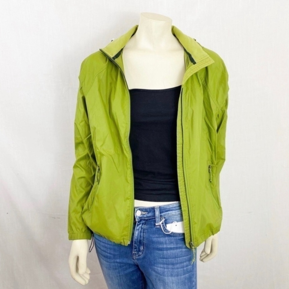 L.L Bean hooded rain jacket green zip up size XS